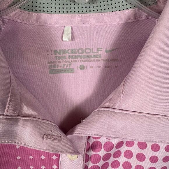 Nike Women’s Sleeveless Polo Shirt Tour Performance Dri-Fit Pink & Polka Dots XS - Picture 3 of 9